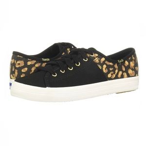 Keds Black and Leopard Print Sneakers